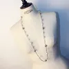 Luxus -Designer -Schmuck Frauen Halskette graue weiße Perlenkette Heißer Verkauf Doppelpullover Ketten elegante lange Halsketten für Mädchen Geschenk 2626
