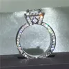 ヴィンロンビンテージリング925スターリングシルバープリンセスカットダイヤモンドCZの婚約の結婚式のバンドリング女性男性のフィンガージュエリー