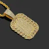 Gros-Hip Hop Collier Diamant Inséré Grande Armée Carte Homme Rue Pendentif Chaud Plaqué Or Alliage Pendentif