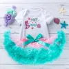 Baby Girl Tiulle Romper Dress Suits 3pcs/Set 0-24m Noworodka Niemowlę Designerka drukowane tutu spódnice bawełny romper spódnica opaska na głowę