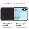 Marmor Härdad Glas Telefon Fodral Soft Edge Cover Hard Cover Shock Profit Housing Anti Scratch Protective Cover för iPhone XS Max Samsung S10e