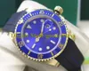 Luxury Men's Crown Watch Automatic Diamond Gold Watches Black Blue Golden Ceramic Rubber Strap 116618 Dive 116619 Sport Wrist331o