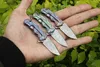 Special offer H015 Mini Small Flipper Folding Knife VG10 Damascus Steel Blade TC4 Titanium Alloy Handle Ball Bearing Knives