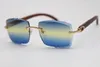 Lunettes en bois en bois sans bordure 3524012 Gold Wood Lunettes de soleil Unisexe Silver Blue Yellow Lens Fashion Men C Cadre de décoration Glasse2944