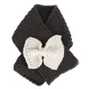 INS Baby Winter Knitted Scarf Crochet Children Girls Boys Neck Ring Scarf With Bow Kids Warm Knit Scarves 4 colors C5619