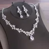 Wedding Bridal Earrings Necklace 2019 Bridal Jewelry Sets Shining Rhinestones Mori Girl Prom Formal Party Qunice Wear Jewelry Set 45cm