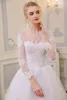 Robes de mariée princesse robes de bal de mariée manches longues perles dentelle Appliques robes de mariée Petites grande taille sur mesure