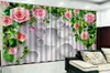 3Dカーテンピンクの小柄な花蝶サークル3Dフローラルカーテンリビングルームベッドルーム美しい実用的な遮光カーテン
