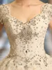 2020 Vintage Spitze Perlen Kristall Ballkleid Brautkleid mit Quaste Kappen-hülsen Bodenlangen Brautkleider vestidos de mairee