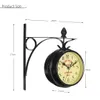 Charminer Vintage Decorative二重面金属時計時計アンティークスタイルステーションウォールクロックハンギーブラック2077609