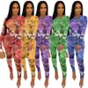 Dresy Jesień Zima Zestaw Kobiet Pełna Rękaw Floral Print Top Legginsy Spodnie Garnitury 2 Sztuka Zestaw Outfits Sportswear S-2XL