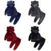 Baby kläder kostym vinter varm outfit fleece sportkläder tjockna björn hoodies byxor passar barn långärmad randig pullover sätter yfa724