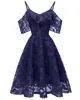 Vestido feminino de renda retrô floral swing sexy com decote em V saia evasê feminina