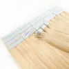 100 g onbewerkte maagdelijke Remy Menselijk Hair Extensions Tape in Indiase natuurlijke bruine blonde # 613 Dubbele getekende rechte huid inslag