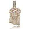 Big Size Jesus Naszyjnik Wisiorek Z 4mm Łańcuchem Tenisowym Rope Chain Złoty Kolor Iced Out Cubic Cyrkon Męski Hip Hop Biżuteria Prezent