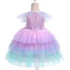 Summer cake skirt skirt with flower upper body sequins lotus leaf sleeve cake skirt girls dress costumes5196704