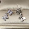 スタッド2019 New Arrivic Luxury Jewelry 925 Sterling Silver Rose Gold Fill Pave 5A白い透明なZirconia Butterfly Women Earring for Lovers G230602