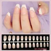 Tidlös klassisk franska naglar Art Manicure Tan Artificial Nail Collection slutade Full Cover Fingernail Tips Patch5470329