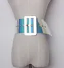 Neuer Stil des Laufstegs im Laufsteg Silber großzügiger Schnalle Laser Illusion Farbe PVC Gas Gas Gürtel Taille