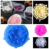 new Silicone Food Wraps 6pcs/set Reusable Food Fresh Save Cover Stretched Durable Bowl Plate lid Kitchen Storage T2I51050