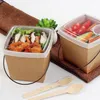 Disposable Snabbmat Boxar Kraft Papper Lunchkasse med handtag DogGet Förpackning Snack Box Takeout Containers