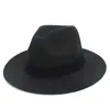 Zwarte jazz fedoras voor vrouwen vintage brede rand fedora hoed floppy cloche mannen gangster hoed chapeu casual effen roze rode botten 2018 D19011102