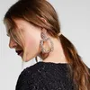 Hot new popular fashion designer exaggerated rhinestone crystal square box geometry pendant stud earrings for women girls