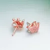 NEW 18K Rose Gold Magic crown Stud EARRING Original Box set For Pandora 925 Sterling Silver Cute Girls Fashion Earrings