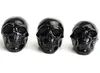 19 INCHES Natural Chakra Black Obsidian Carved Crystal Reiki Healing Realistic Human Skull Model Feng Shui Statue with a Velvet P5202839