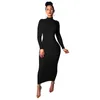 Fashion-Winter Soft Cotton Stretch Black Party Dresses Plus Size Skinny Sexig Club Wear Gorgeous Warm Bandage Bodycon Dress