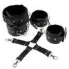 Bondage 5pcs Sexig päls Läderarms Ankelsmuffar Begränsning Vuxen Handbojor Hog Tie Set # R98