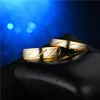Titanium Steel amantes casal anéis de ouro onda padrão casamento promessa anel para mulheres homens de noivado jóias tamanho 5-13