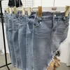 Trendiga flickor denim kjol mode nya barn oregelbundna tofs cowboy kjolar barn hålficka allmatch kjolar a317225209389068