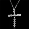 Plated sterling silver necklace 18 inches Cross shaped zircon pendant necklace DHSN668 top 925 silver plate Pendant Necklaces jewelry