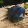 Crafts Natural phantom of the blue labradorite quartz crystal pendant Hexagonal pendant crystal Stone pendant reiki healing for gift + Ro