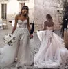 Bohemian Lace Beach A Line Bröllopsklänningar Sweetheart Tulle Lace Applique Sweep Train Wedding Dress Bridal Gowns Vestidos de Novia Boho