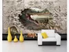 Carta da parati 3D foto personalizzata 3d murales carta da parati Shock coccodrillo muro dinosauro tartaruga 3D muro di pittura tridimensionale sfondo