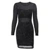 Elegant Womens Dress 2018 Autumn Long Sleeve Tunic Dress Black Pink Blue Long Sleeve Mini Party