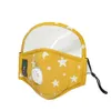 4 stili 2 in 1 maschera per bambini con stampa stella copri bocca integrale con valvola respiratoria in cotone per esterni pm2.5 maschere protettive per bambini FFA4192-3