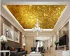 カスタム天井ゴールデン3D天井の壁紙壁紙明るいゴールド天井デザインホームデコレーション天井壁紙248T