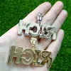 Nieuwe Mode Hip Hop Ketting Geel Wit Vergulde Volledige CZ RIJKE Hanger en Ketting voor Mannen Vrouwen Leuk Gift307u