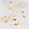 Hot new 6 pçs / set Anel de Ouro Conjunto Combinar Anel Comum Banda Anel Toes Anéis para As Mulheres Moda Jóias WCW168