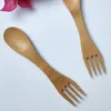 Creativo 2 in 1 cucchiaio di legno forchetta cucchiaio di bambù per uso domestico forchetta cucchiaio di miscelazione di stoviglie in legno per cartoni animati LX9165