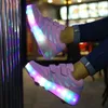 LED Flashing Shoes Single/Double Wheels Roller Skate Shoes kids Roller Skating Colorful Glowing Skates Sneakers