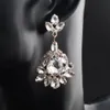 2018 Nieuwste mode Water Drop Crystal Long Drop Earrings vrouwen bruiloft sieraden Clear Bruid Dange oorbellen vakantiegeschenken JCC0586723006