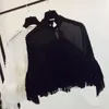 أزياء الشرابة المرقعة الشيفون بلوزة المرأة 2018 جديد موضة منظور فضفاض blusa الصلبة ضئيلة الجوف خارج قمصان feminino 64470