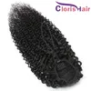 Kinky Curly Pony Tail Peruvian Remy Human Hair Sznurek Ponytails Clip in Extensions Natural Color Grube Bun Ponytail Dla Czarnych Kobiet