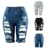 Frauen Sommer Halbe Länge Jeans Hohe Taille Ripped Loch Stretch Schlank Zerrissene Frau Neue Mode Streetwear Denim Shorts