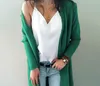 Kaki Long Cardigan Femmes Cachemire Solide Pull En Tricot Femmes À Manches Longues Hiver 2018 Dames Poches Cardigan Kimono 7371