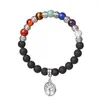 Lavastein 7 Chakra Perlenarmbänder Diffusor Perlen, Stränge Yoga Energie Edelstein Perlen Charm Baum des Lebens Anhänger Armreif Frauen Schmuck
